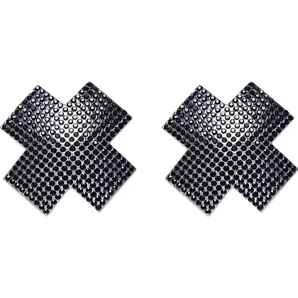 Stickere Pentru Sfârcuri Cruce – Cristale Negre, Set 2