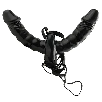 Strap-On Cu Vibrații Double Delight Negru