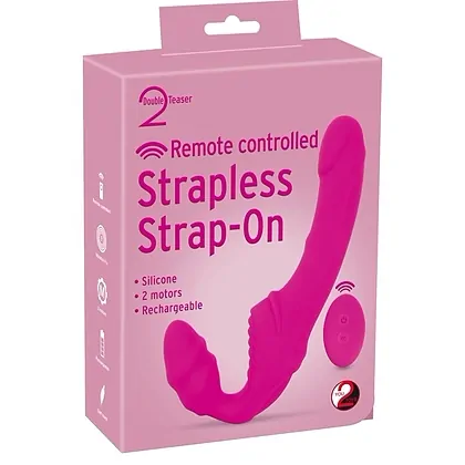 Strapless Strap On Cu 2 Vibratoare Reîncărcabil Roz