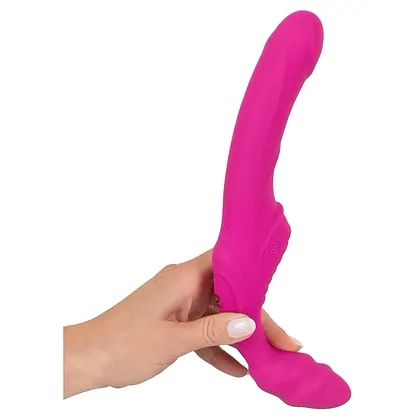Strapless Strap On Cu 2 Vibratoare Reîncărcabil Roz
