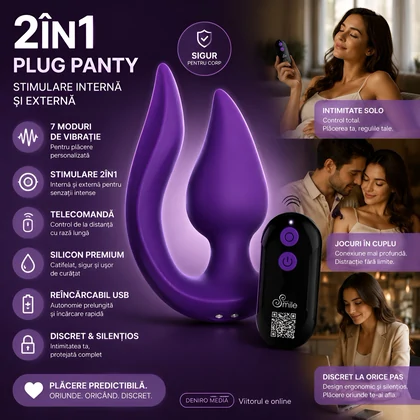 Sweet Smile Plug Panty 2în1, Reîncărcabil, 7 Moduri Mov