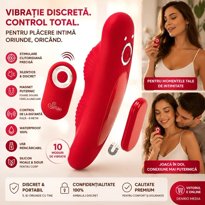 Sweet Smile Vibrator Pentru Chiloți: 10 Moduri, Reîncărcabil Roșu