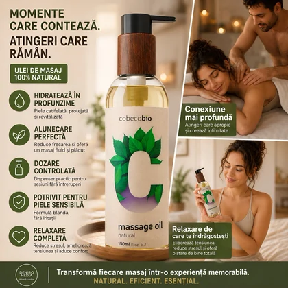 Ulei Natural De Masaj Cobeco Bio 150 ml, Hidratare Delicată