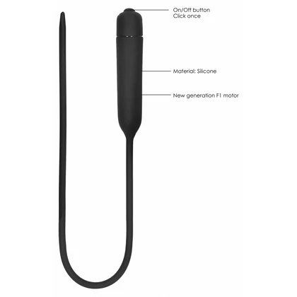 Vibrating Plug Extra Long Urethral Sounding Negru