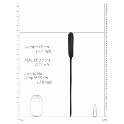 Vibrating Plug Extra Long Urethral Sounding Negru