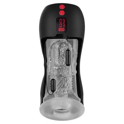 Vibrating Twin Turbo Masturbator Negru
