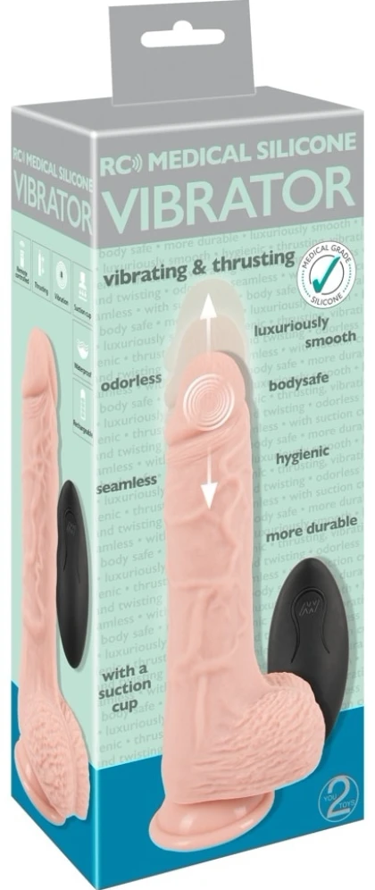 Vibrator RC Medical silicone – Rotații, împingeri, 8 Moduri