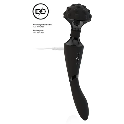Vibrator Shiatsu Flexibil cu Două Motoare Negru