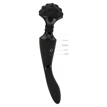Vibrator Shiatsu Flexibil cu Două Motoare Negru