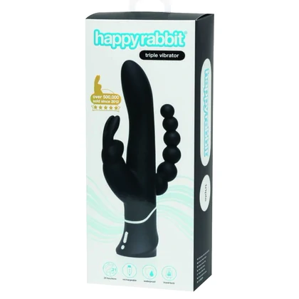Vibrator Triplu Happy Rabbit Negru