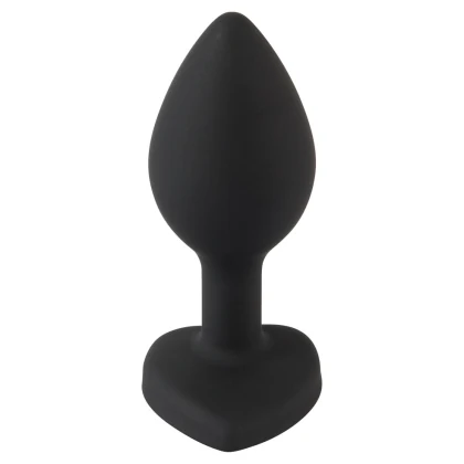 You2Toys Dop Anal Compact Din silicon cu Piatră Inimă 7.3cm Negru