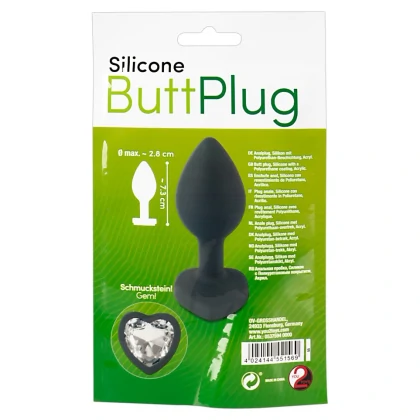 You2Toys Dop Anal Compact Din silicon cu Piatră Inimă 7.3cm Negru