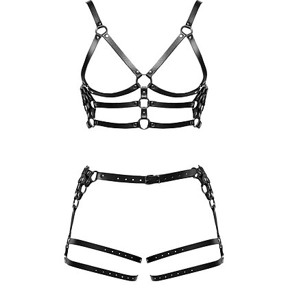ZADO Set Hamuri Din Piele Reglabile cu Detalii Metalice M-L Negru M-L