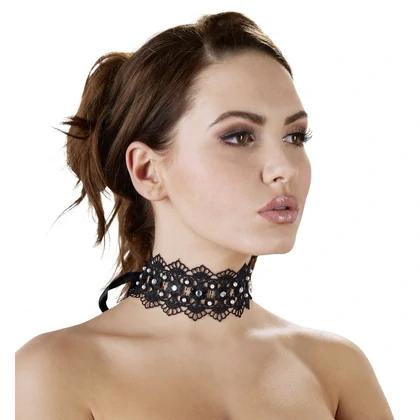 Zgardă Choker Rhinestones Negru