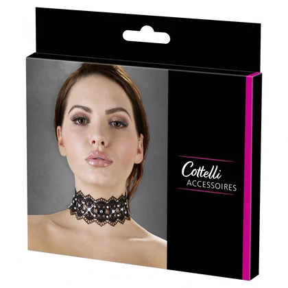 Zgardă Choker Rhinestones Negru