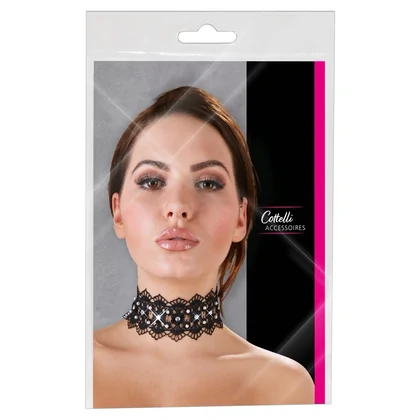 Zgardă Choker Rhinestones Negru