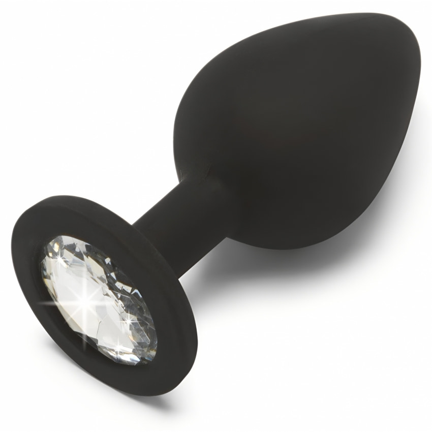 Dop Anal Diamond Jewel Medium Unisex cu Cristal Negru