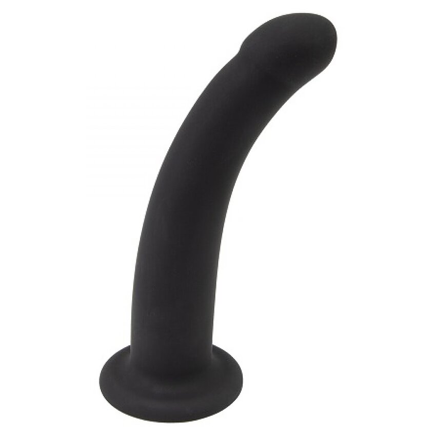 Dildo Curbat din Silicon cu Ventuză 12 cm Negru