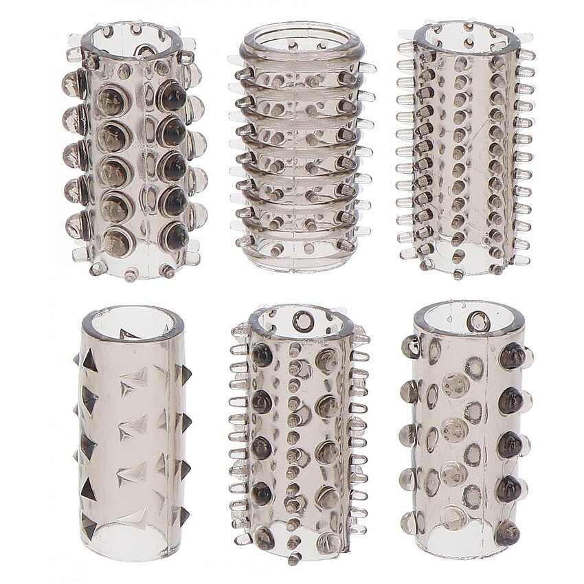 Set 6 Manșoane Power Penis Sleeve Negru pentru Cuplu