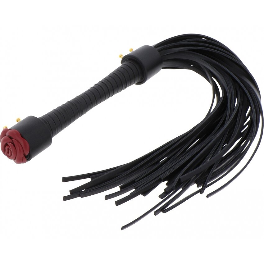 Taboom Wild Roses — Flogger Negru cu Trandafir Din Piele
