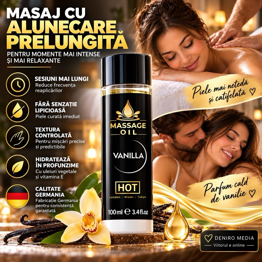 Ulei de Masaj Senzual Vanilie pentru Piele Mătăsoasă 100 ml